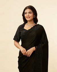 Mohey Women Onyx Black Stone Work Saree