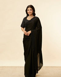 Mohey Women Onyx Black Stone Work Saree