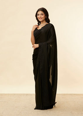 Mohey Women Onyx Black Stone Work Saree image number 3