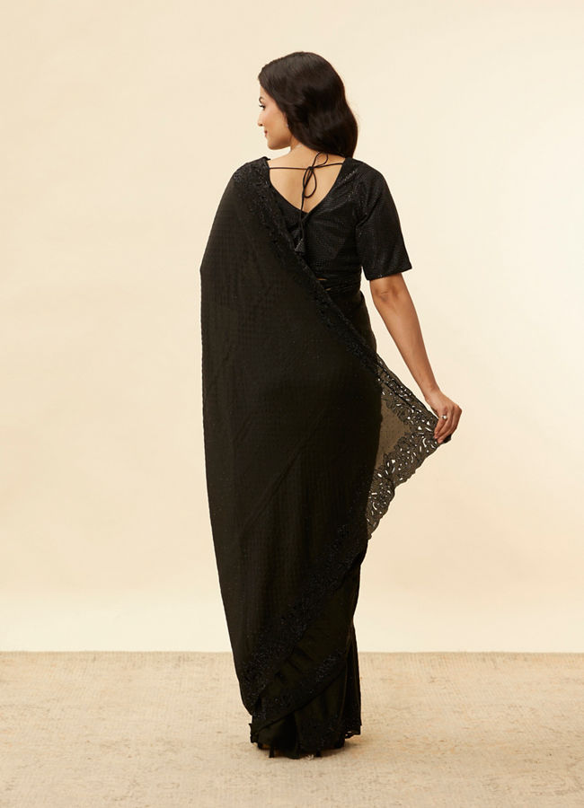 Mohey Women Onyx Black Stone Work Saree