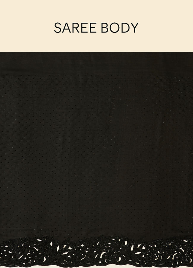 Mohey Women Onyx Black Stone Work Saree