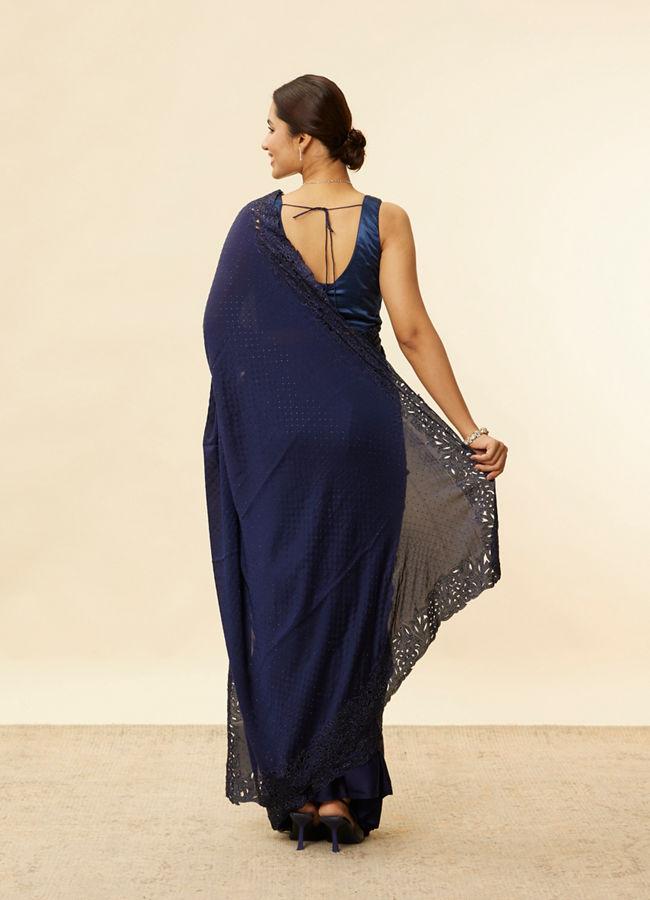 Mohey Women Indigo Blue Stone Work Saree