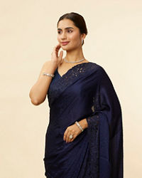 Mohey Women Indigo Blue Stone Work Saree