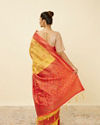 Mohey Women Tangerine Yellow Saree with Floral Pattern