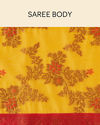 Mohey Women Tangerine Yellow Saree with Floral Pattern