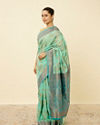 Mohey Women Teal Blue Bel Buti Patterned Saree