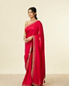 Mohey Women Dark Red Floral Sequinned Saree with Tassels Latkans
