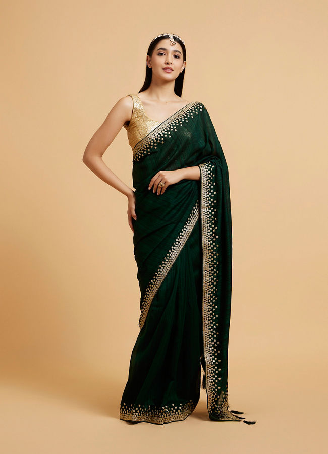 alt message - Mohey Women Sublime Green Elegance Saree image number 0