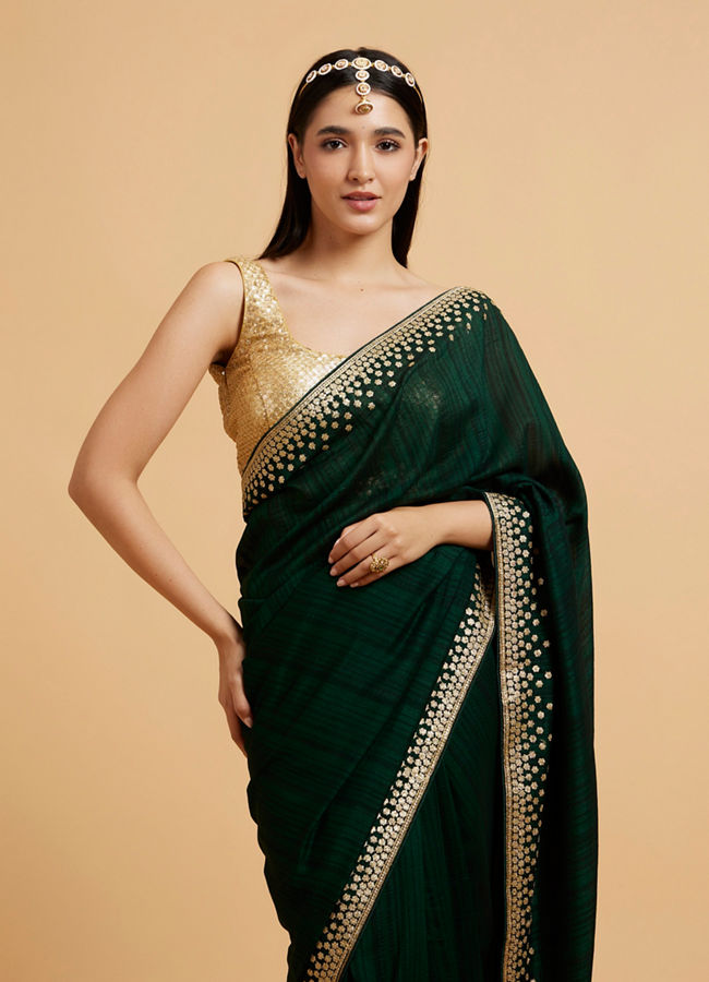 alt message - Mohey Women Sublime Green Elegance Saree image number 1