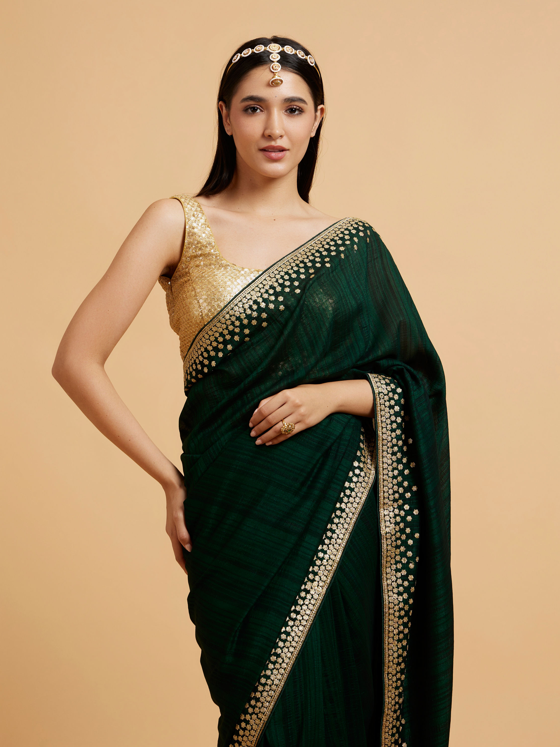 Mohey Women Sublime Green Elegance Saree