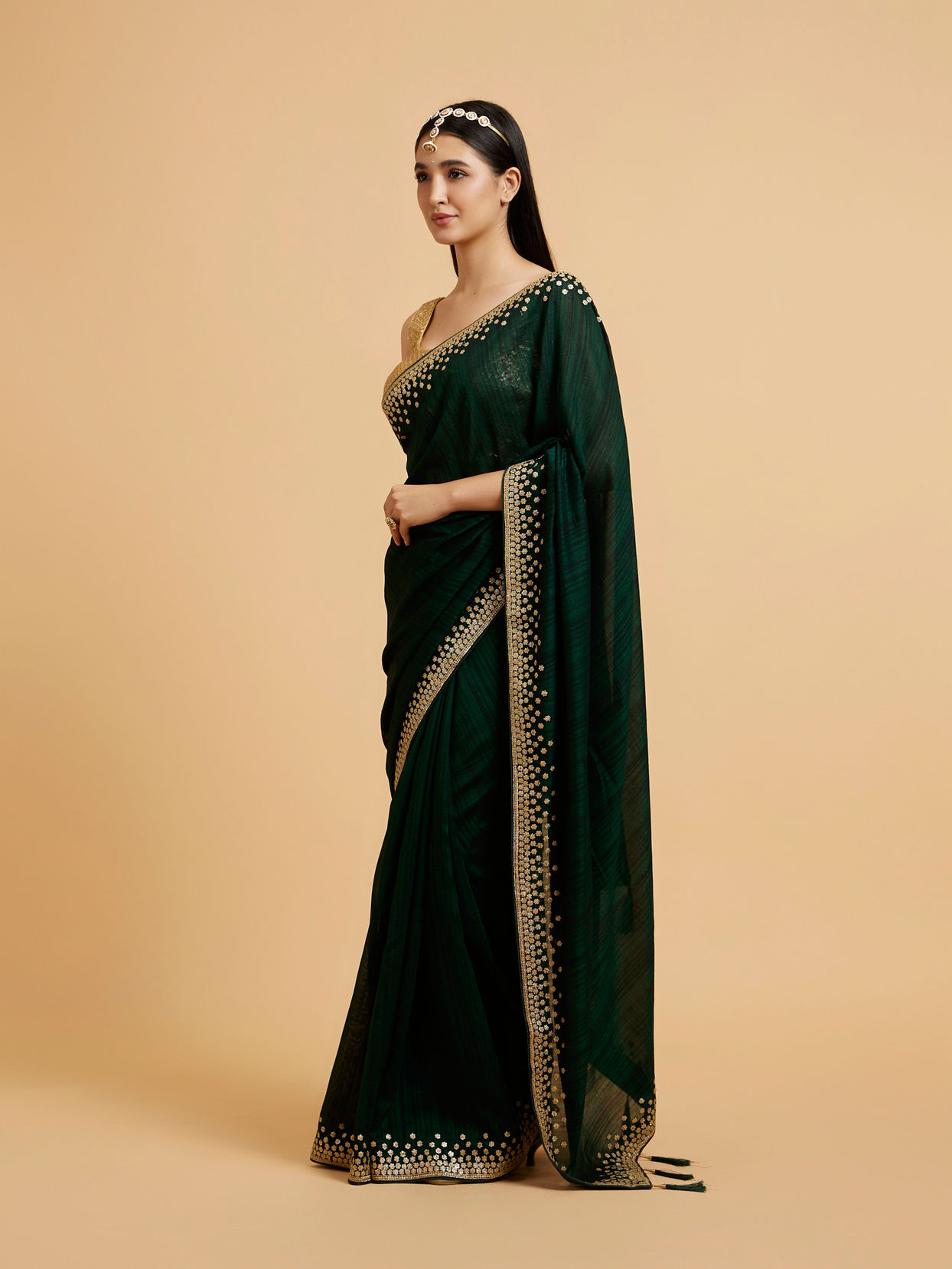 alt message - Mohey Women Sublime Green Elegance Saree image number 2