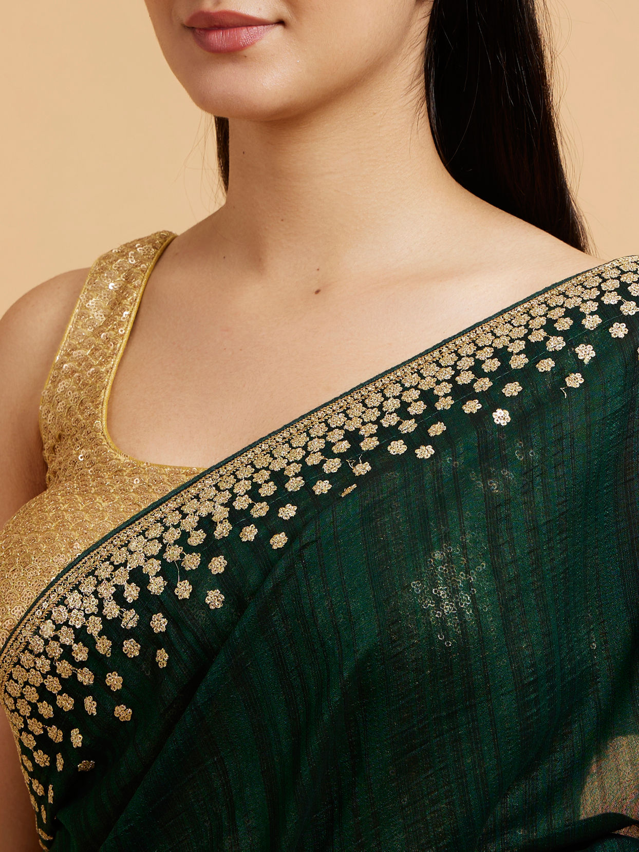 alt message - Mohey Women Sublime Green Elegance Saree image number 3