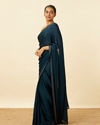 Mohey Women Dark Sapphire Bead Embroidered Saree