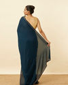 Mohey Women Dark Sapphire Bead Embroidered Saree
