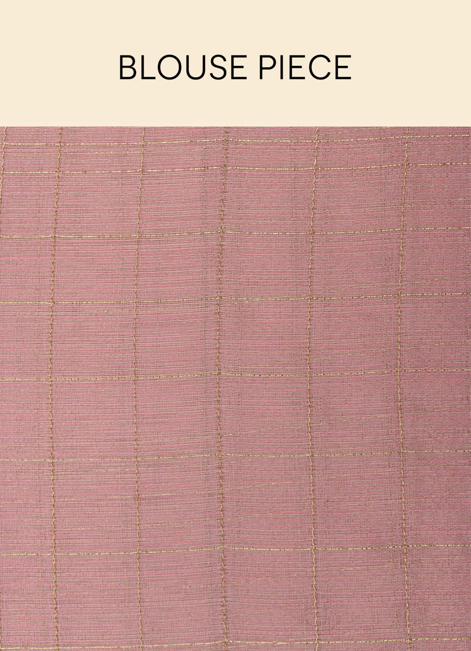 Mohey Women Rose Shadow Pink Saree with Floral Patterned Borders