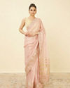 alt message - Mohey Women Rose Shadow Pink Saree with Floral Patterned Borders image number 0