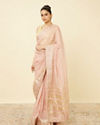 Mohey Women Rose Shadow Pink Saree with Floral Patterned Borders