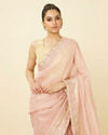 alt message - Mohey Women Rose Shadow Pink Saree with Floral Patterned Borders image number 1