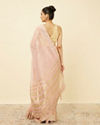 Mohey Women Rose Shadow Pink Saree with Floral Patterned Borders