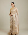 Mohey Women Rose Pink Fawn Sequinned Saree image number 2