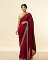 Rose Red Embroidered Border Saree image number 0