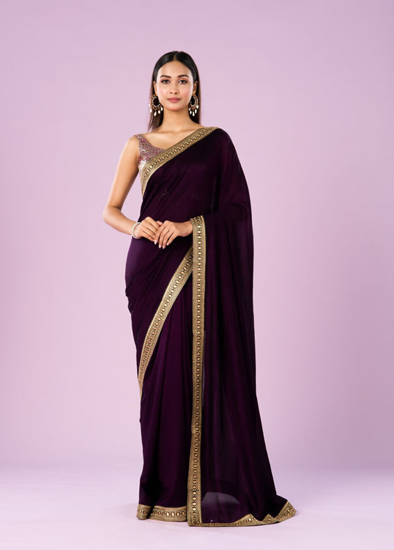 Mohey Women Regal Purple Art Silk Saree