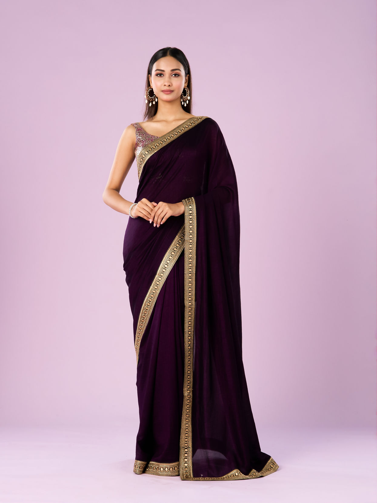 Mohey Women Regal Purple Saree