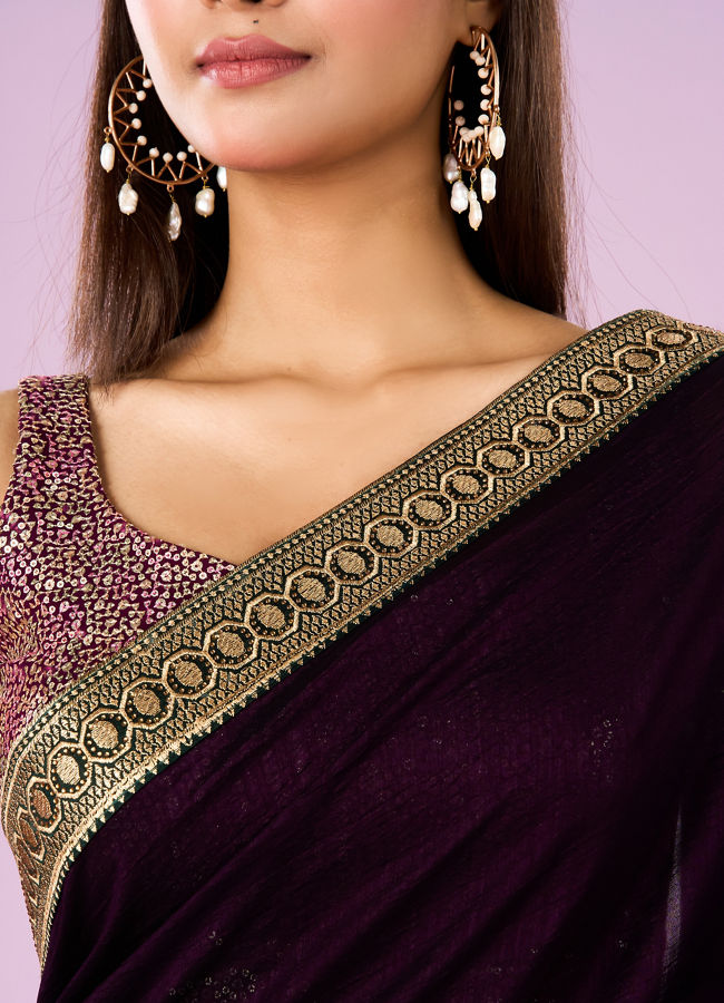 Mohey Women Regal Purple Art Silk Saree
