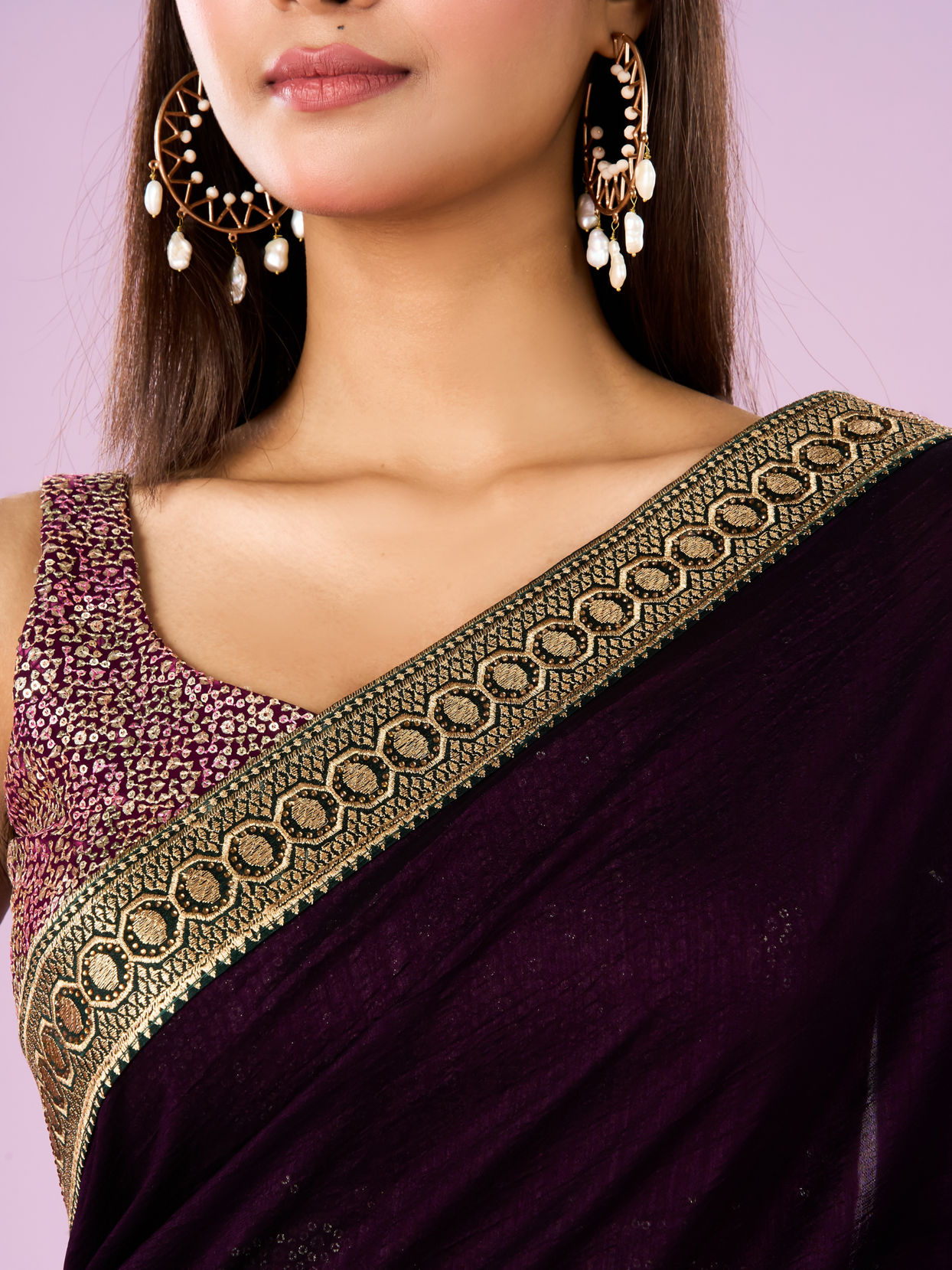 Mohey Women Regal Purple Art Silk Saree