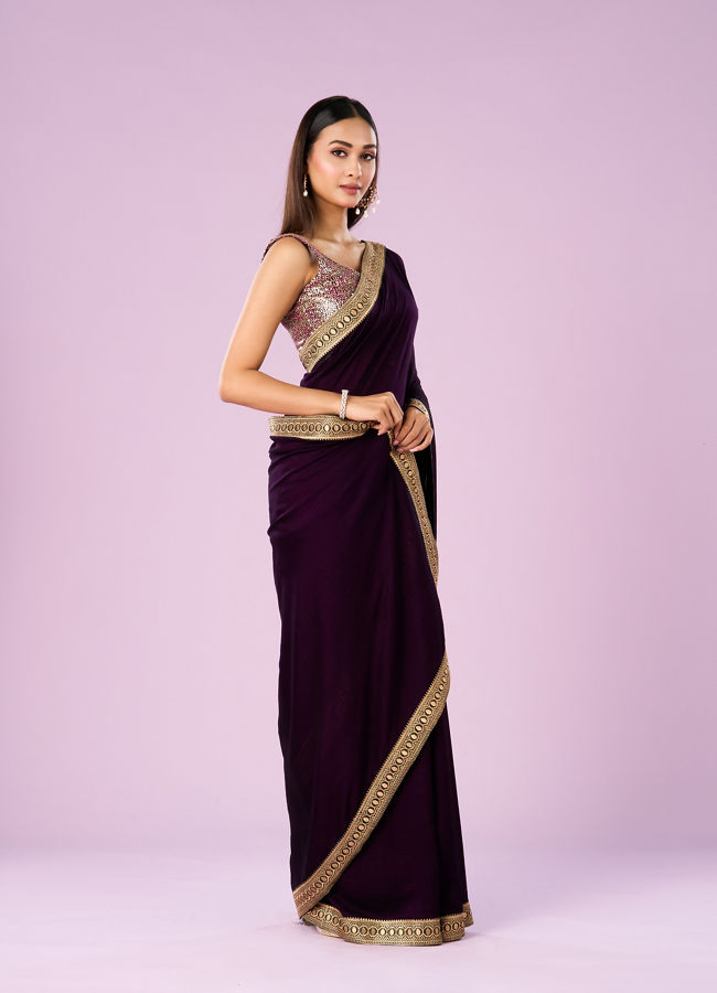 Mohey Women Regal Purple Art Silk Saree
