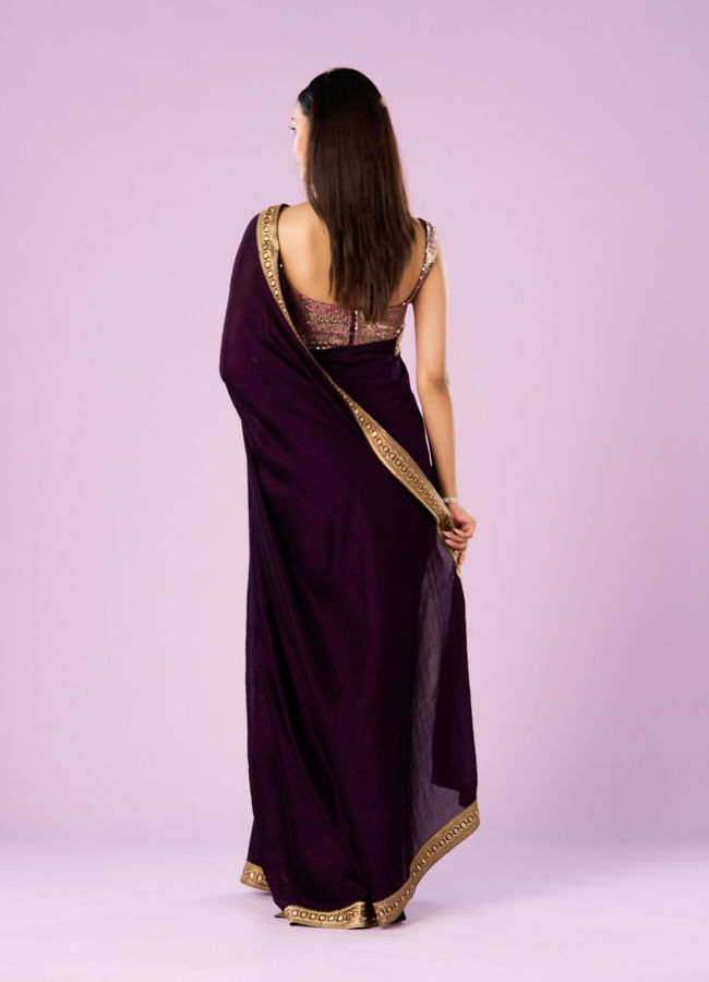 Mohey Women Regal Purple Art Silk Saree