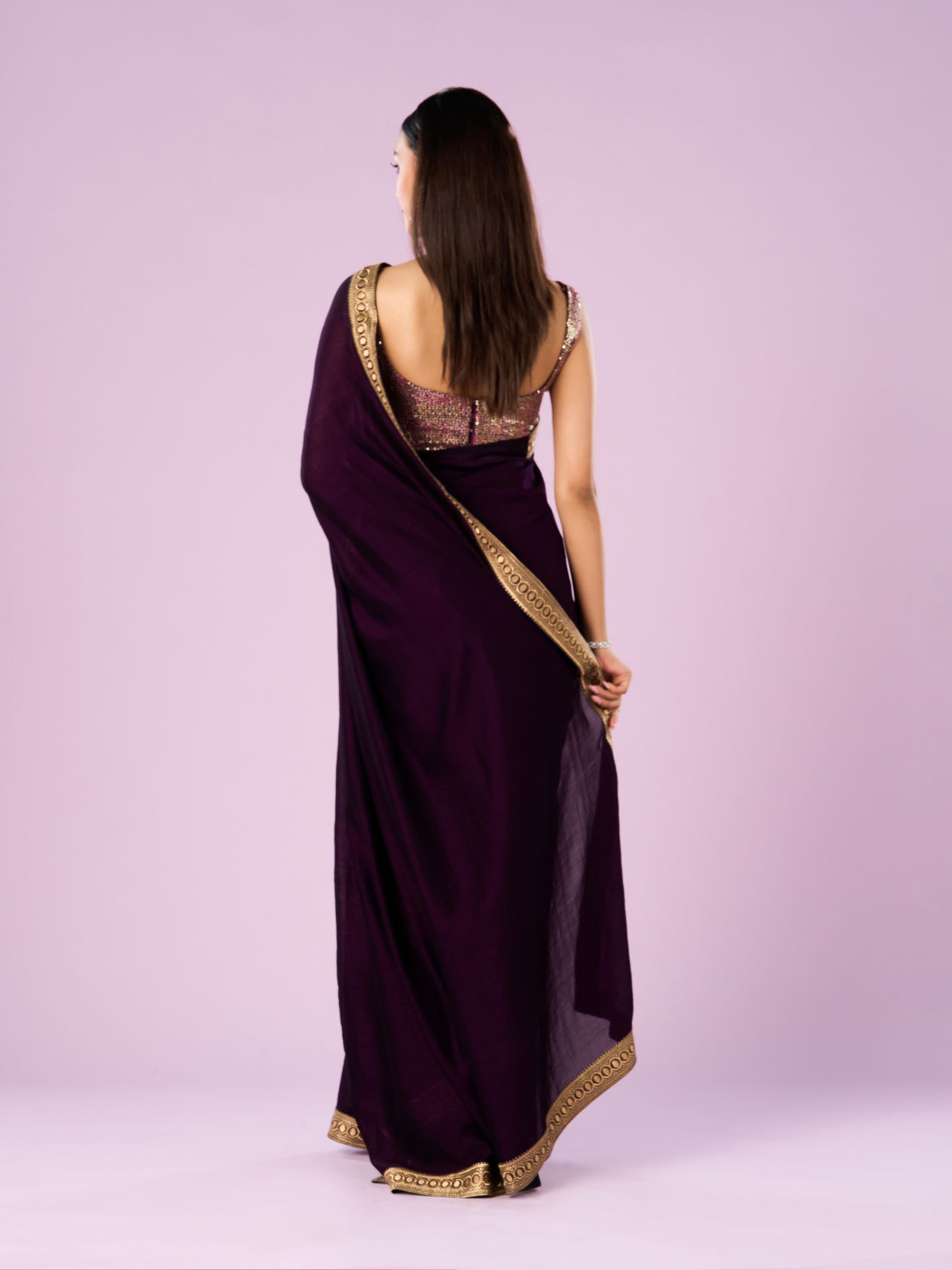 Mohey Women Regal Purple Art Silk Saree