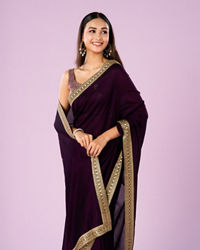 Mohey Women Regal Purple Art Silk Saree