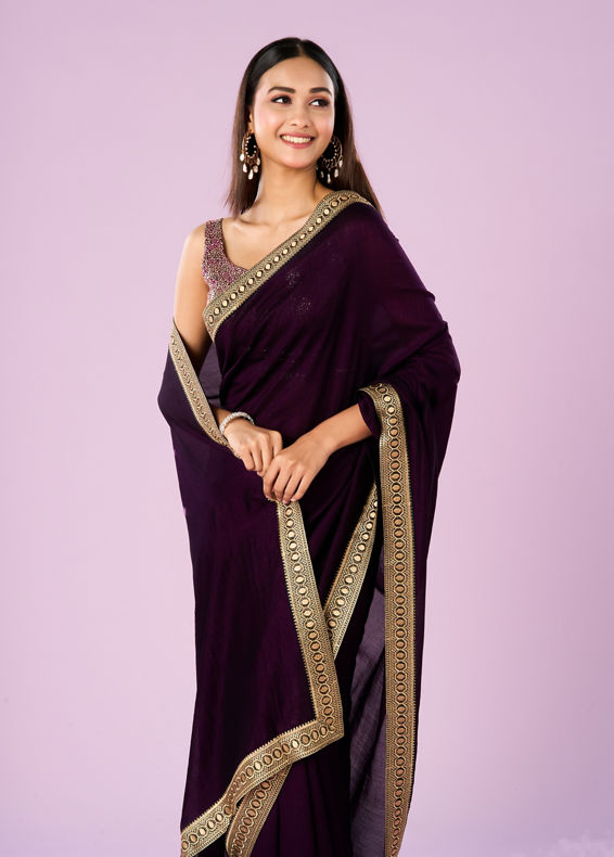 Mohey Women Regal Purple Art Silk Saree