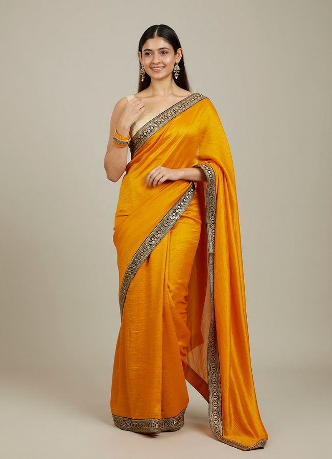 Mohey Women Mustard Yellow Beauty Saree
