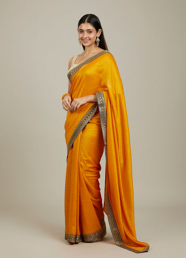 Mohey Women Mustard Yellow Beauty Saree