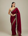 Rose Red Embroidered Border Saree