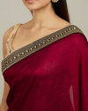 Mohey Women Rose Red Embroidered Border Saree