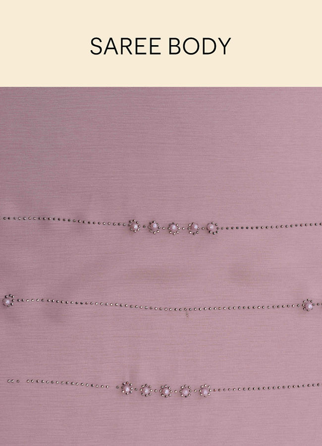 alt message - Mohey Women Lavender Pink Saree with Stone Work image number 4