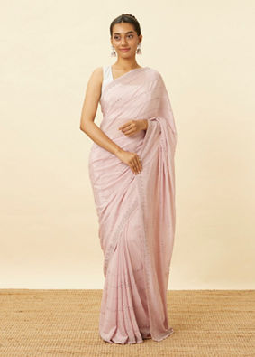 Lavender Pink Saree with Stone Work image number 0