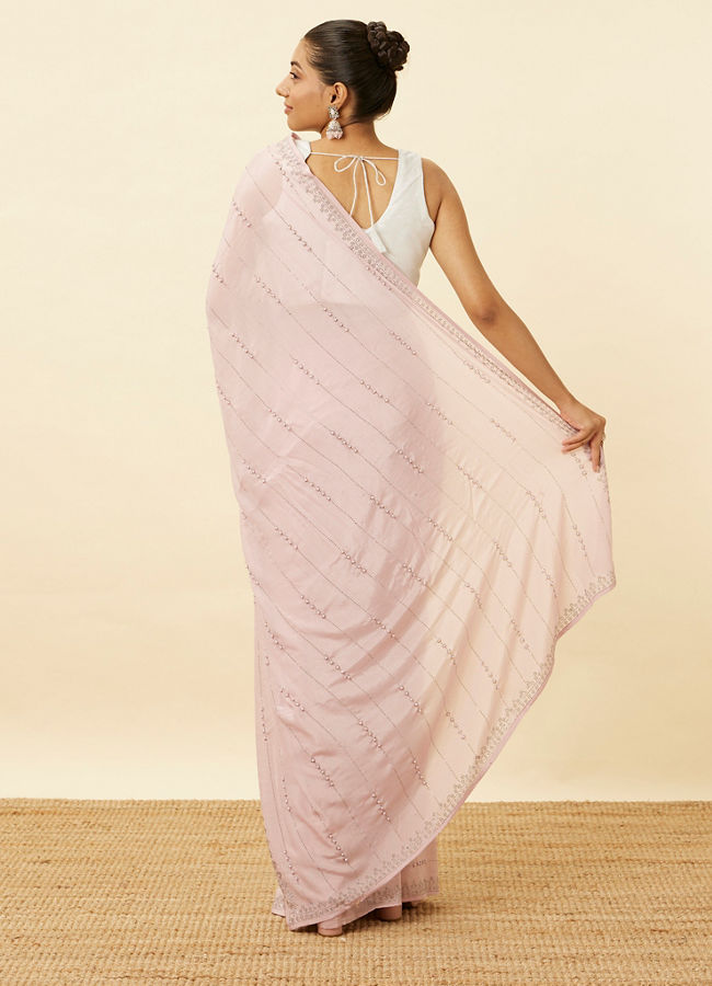 Mohey Women Lavender Pink Saree with Stone Work