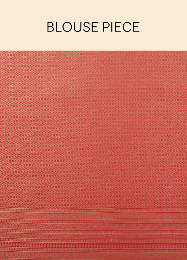 Mohey Women Cream Buta Patterned Saree with Red Zari Border