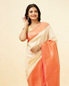 Mohey Women Cream Buta Patterned Saree with Red Zari Border