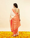 Mohey Women Cream Buta Patterned Saree with Red Zari Border