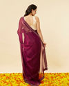 Mohey Women Wine Red Rhinestone Embellished Saree image number 2