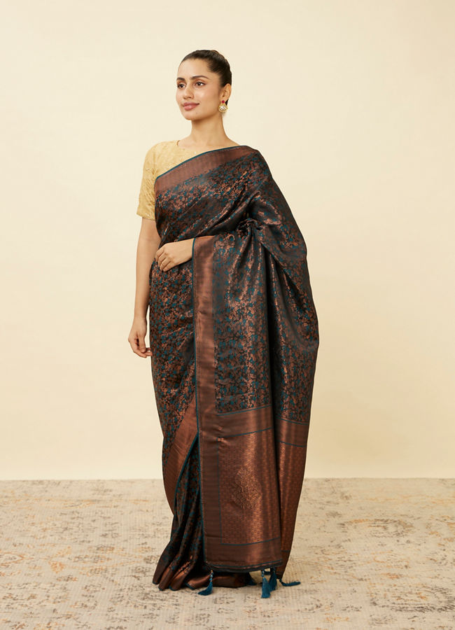 Mohey Women Royal Blue Bel Buti Patterned Saree