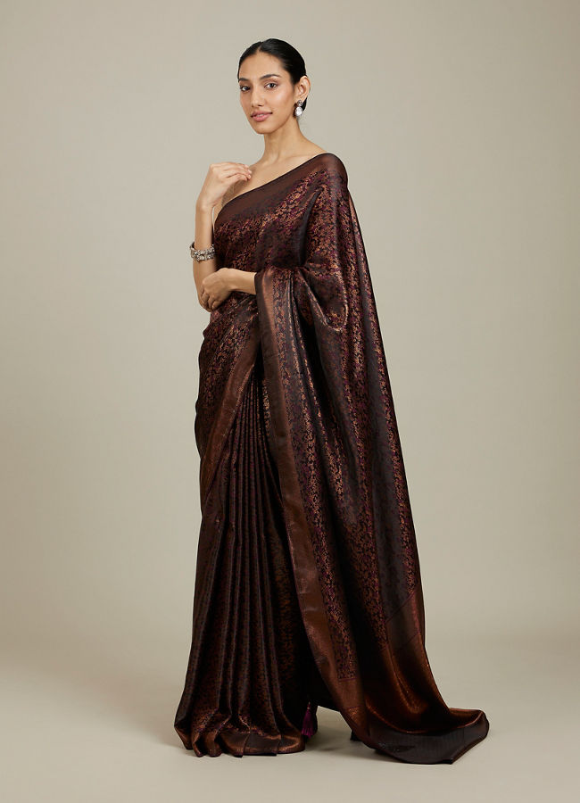 Mohey Women Windsor Wine Floral Patterned Saree