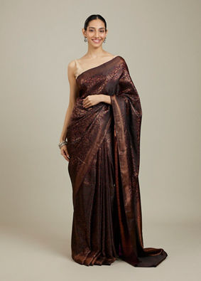 Mohey Women Windsor Wine Floral Patterned Saree