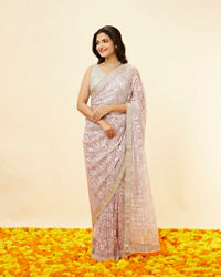 Mohey Women Lilac Purple Sitara Work Saree