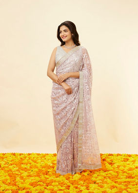 Mohey Women Lilac Purple Sitara Work Saree image number 0